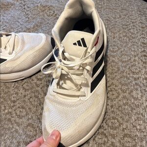 Adidas Men's White Athletic Shoes with Black and Red Accents